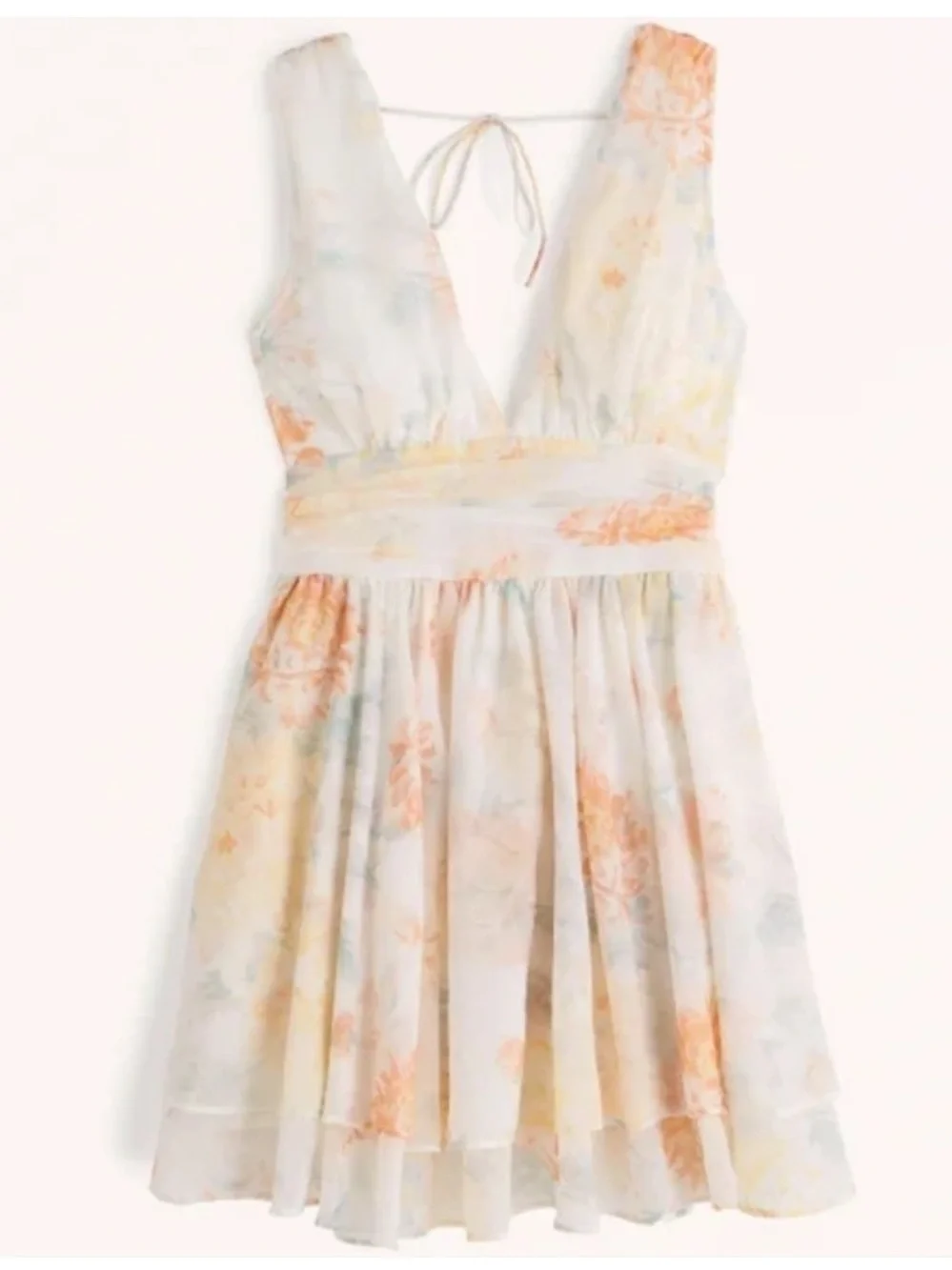 Abercrombie & Fitch White Pastel Floral Drama Mini Dress Size XL NWT!